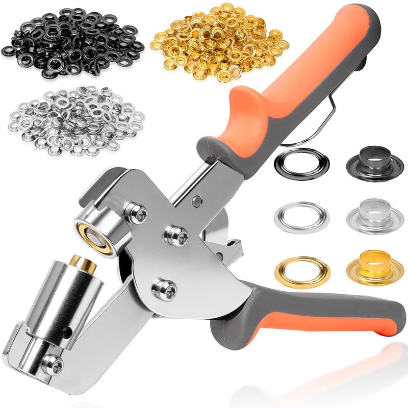 SBGGRL Grommet Tool kit, 3/8 Inch Heavy Duty Eyelets Pliers with 300 pcs 10mm Metal Grommet Set (Gold, Black, Silver) for Tarps, Fabric, Leather, Tents, Vinyl, Canvas - Image 1